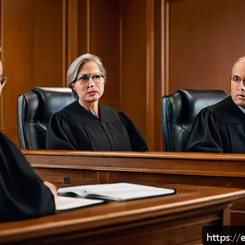 민사소송법상 대법원 판례 - A modern courtroom scene focused on a diverse group of attorneys engaging in a heated jurisdictional...