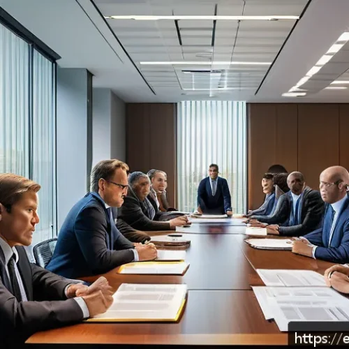민사소송법상 강제집행 절차 - A professional legal office scene showing a diverse group of enforcement officers and attorneys gath...